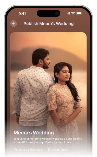 Publish Meera’s Wedding in the Eventu app